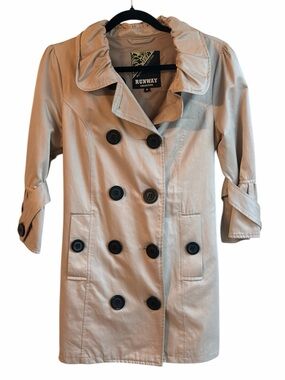 Runway Collection Beige Double Breasted Trench Coat Small Classic